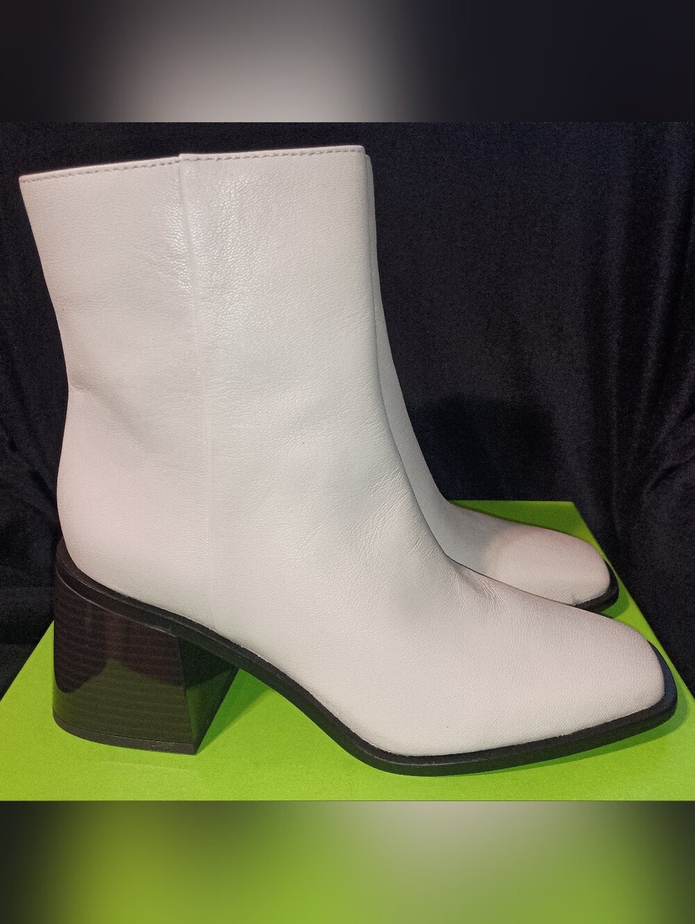 NWB Sam EdelmanWINNIE/Modern Ivory Leather Ankle Booties Block Heel Women Sz 7.5